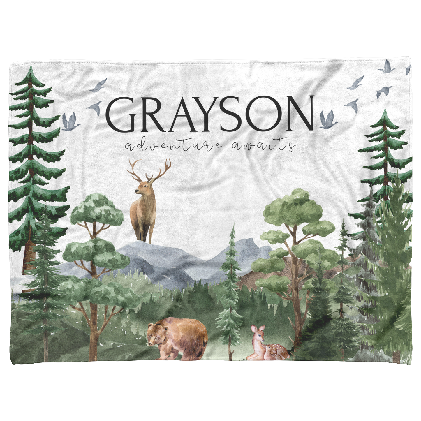 Personalized Name Woodland Baby Toddler Blanket