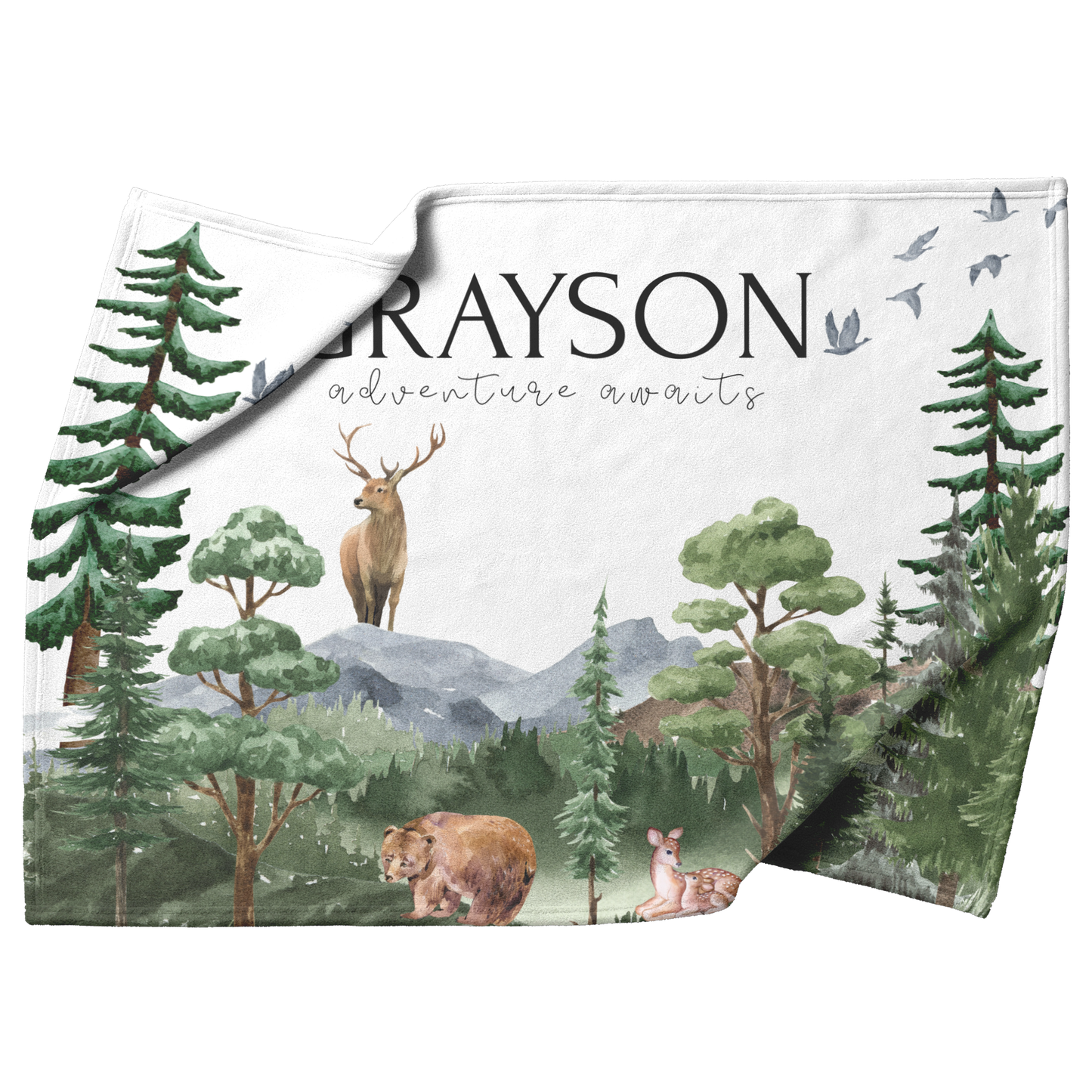 Personalized Name Woodland Baby Toddler Blanket