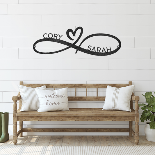 Infinity Couples Monogram - Steel Sign