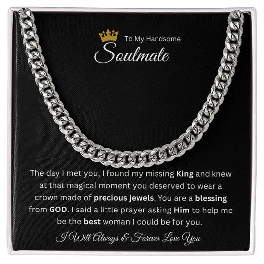 To My Handsome Soulmate Cuban Link Chain Necklace