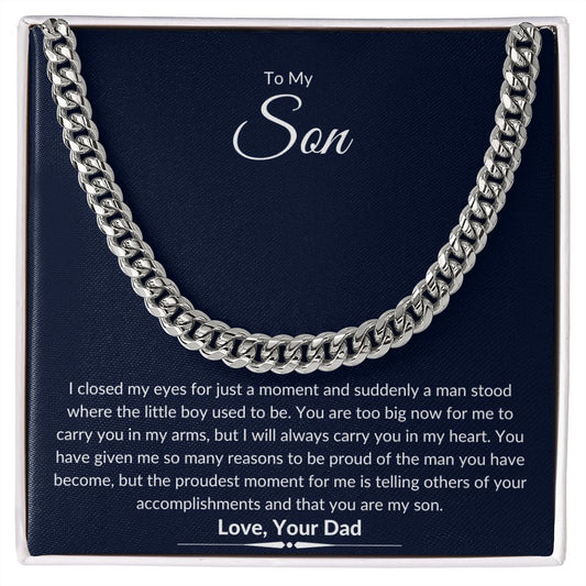 To My Son Cuban Link Chain Necklace