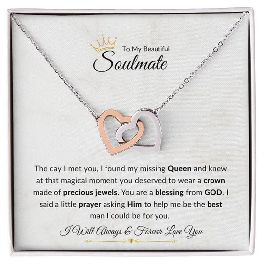 To My Beautiful Soulmate Interlocking Hearts Necklace