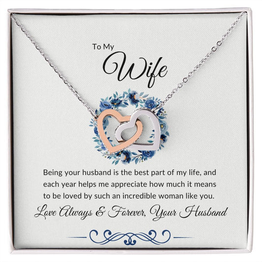 To My Wife Interlocking Hearts Necklace