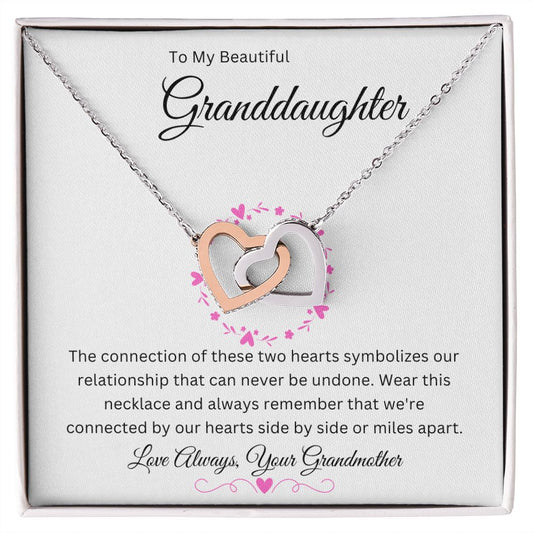 To My Beautiful Granddaughter Interlocking Hearts Necklace
