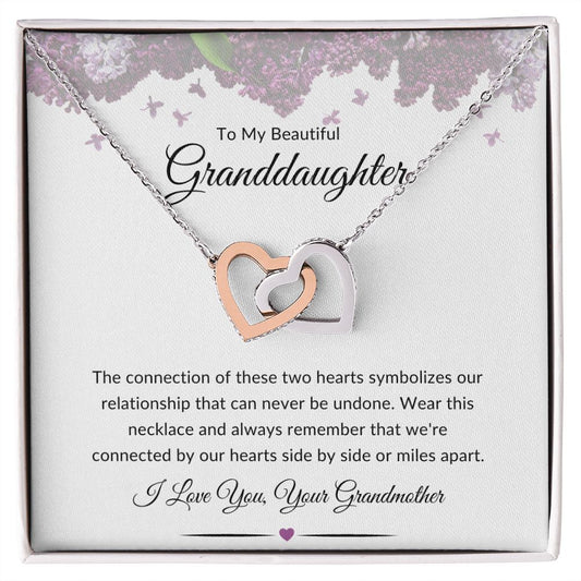 To My Beautiful Granddaughter Interlocking Hearts Necklace