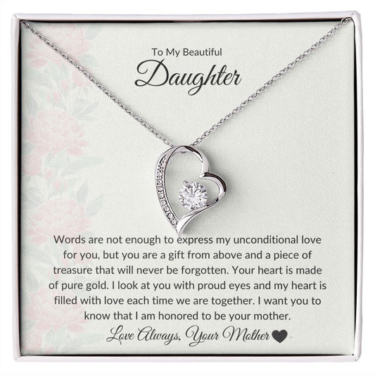 To My Beautiful Daughter Forever Love Necklace